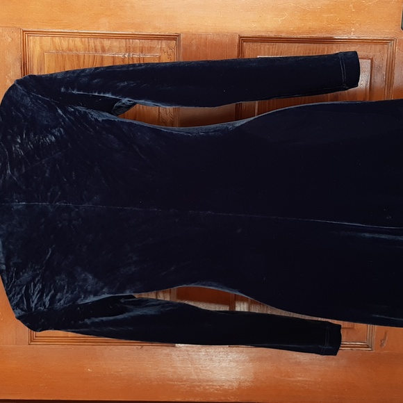 BCBG Max Azria Vintage Midnight Blue Velvet Mockneck Gown - Picture 4 of 12